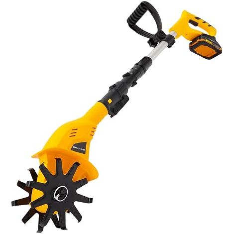 Mini motoculteur 20 V 2000 mAh Motoculteur manuel 250 tr/min Motobineuse sans fil avec batterie au lithium 20 V pour labourer, pailler et mauvaises herbes, largeur de travail 10 cm 17 cm (1/5)