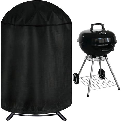 Telo di copertura rotondo per barbecue - Impermeabile e resistente ai raggi UV - Telo di copertura per esterni per barbecue a carbone - Nero - 61 x 70 cm - 1 pezzo (1/5)