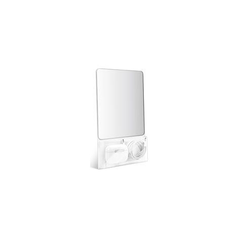 Miroir magnétique pour casier avec pochette de rangement 17 cm x 14 cm, petit miroir en verre avec dos magnétique pour casiers de bureau, d'école, de salle de sport ou réfrigérateur - Blanc (1/5)