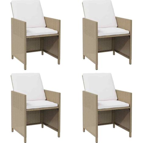 Chaises de jardin avec coussins lot de 4 Chaises d'extérieur Résine tressée Beige (1/5)