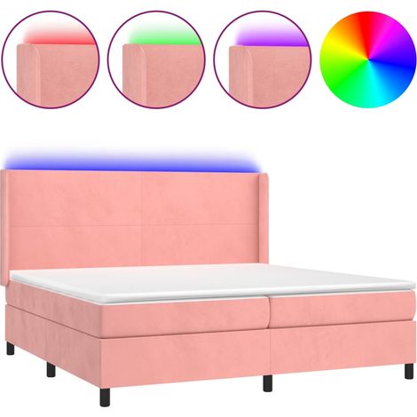 Maison Exclusive - Sommier à lattes de lit matelas et LED Rose 200x200 cm Velours (1/5)