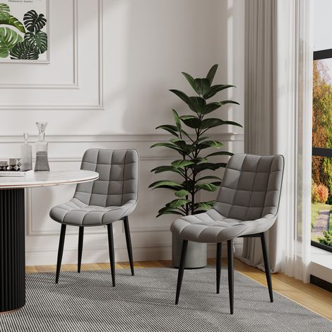 NOVA MODERN VELVET DINING CHAIR PADDED SEAT METAL LEG KITCHEN 8 PCS (Grey) (1/5)