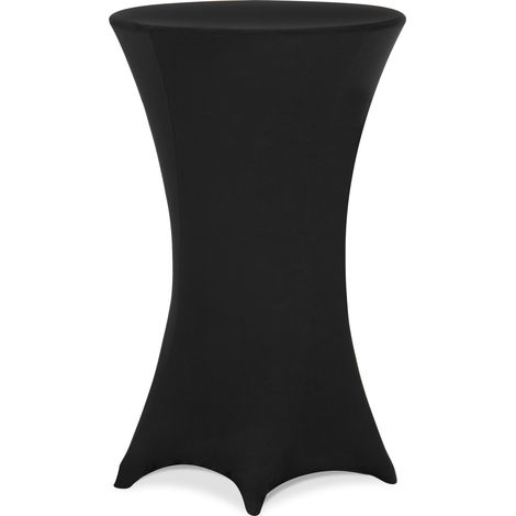 DEUBA® Housse de table de bar bistrot ronde nappe mange debout protection table de cocktail tissu stretch table haute  Ø60 cm / Noir