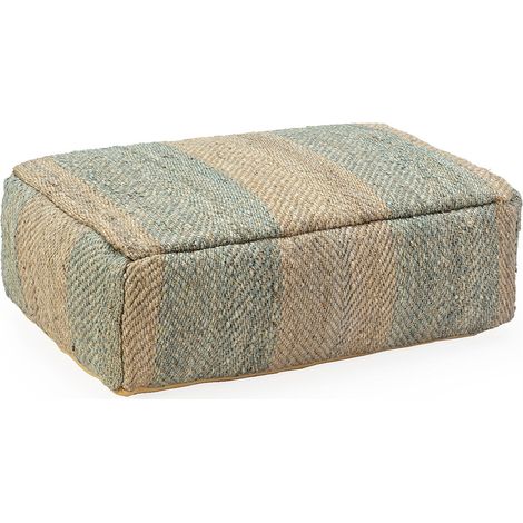 Pouf rectangulaire tressé gris naturel - gris et naturel (1/4)