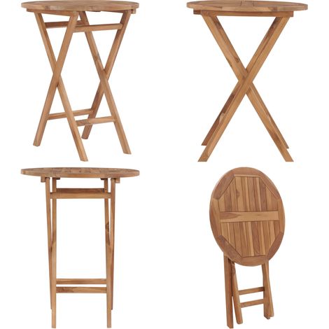 Tavolo da Giardino Pieghevole 60 cm in Legno Massello di Teak - Tavolo pieghevole - Legno teak
