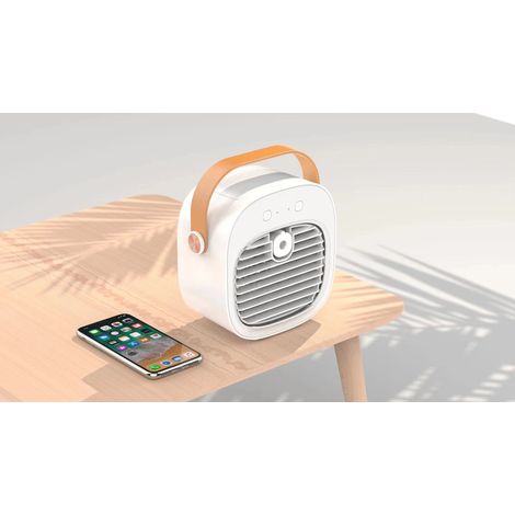 Ventilateur de bureau rechargeable USB à refroidissement par eau, humidificateur, brumisateur, climatiseur, petit modèle, Batterie (4000 mAh, blanc) (1/5)