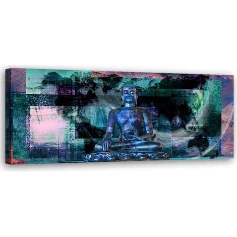 Tableau sur toile Statue de bouddha bleu 90x30 (1/5)