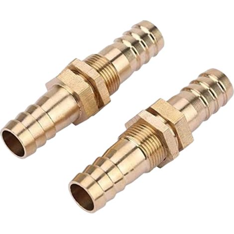 Raccord de Tuyau cloison en Laiton,Tuyau Barb Cloison Cannelé Laiton Connecteur Adaptateur 2 Pièces (12mm) - (1/5)