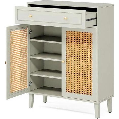 Zapatero de entrada con puerta y cajón, MDF verde menta, 80 x 40 x 111 cm, HOMVRA (1/5)