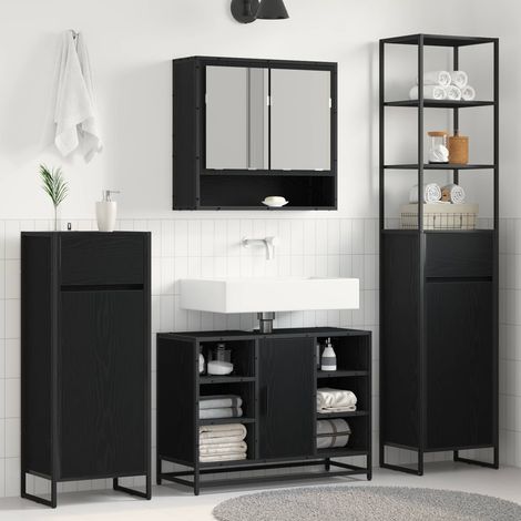 vidaXL  Bathroom Cabinet  Black Oak 40 x 30 x 180 cm Engineered Wood