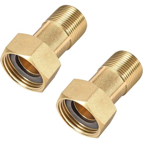 2 racores hexagonales de latón, racor macho de 3/4" x racor hembra G1 para contador de agua, 38 mm de longitud (1/4)