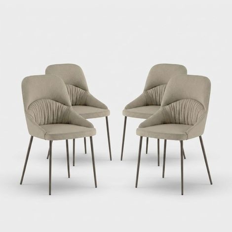 Set de 4 sillas tapizadas en tejido easy-clean Shell - Beige (1/5)