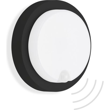 Lámpara de fachada LED de 12 W con sensor de movimiento negra color neutro (1/5)