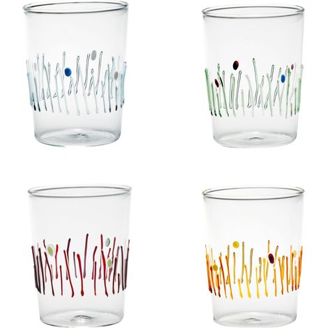 Zafferano Lot De 4 Gobelets 4 Saisons En Verre Borosilicaté Faits À La Main, Couleurs Assorties, Design Inspiré Des Cycles Naturels De La Terre. (1/4)