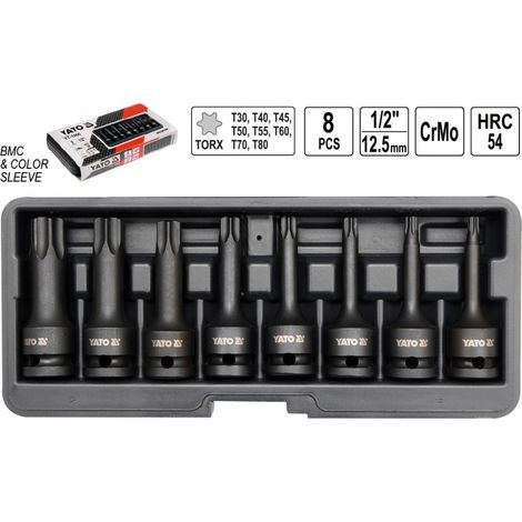 Schlagschrauber Kraftschrauber Einsätze Torx Stecknüsse 1/2" 8 Tlg.