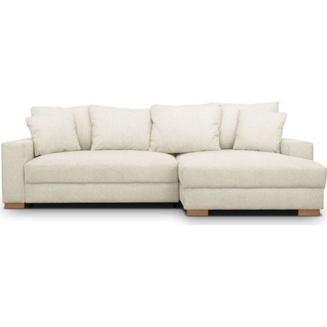 Canapé d'angle convertible réversible - 3 places - MALLO - Tissu velours côtelé Beige - 232 x 138/99 x 76 cm (1/5)