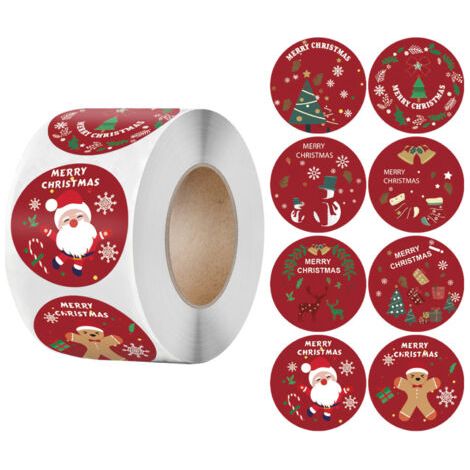 Weihnachtsetiketten 1,5 Zoll, 500 Stück mit Verschiedenen Mustern, Farboptionen, Elegant, Geschenke, Erinnerungen, Geburtstage, Dekorative Hörner (1/4)