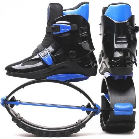 CHIGOODS Känguru Sprungschuhe Känguru-Schuhe für Trainingsübungen，Schwarz + Blau，Größe 39-41（XL），Gewicht 70-90 kg