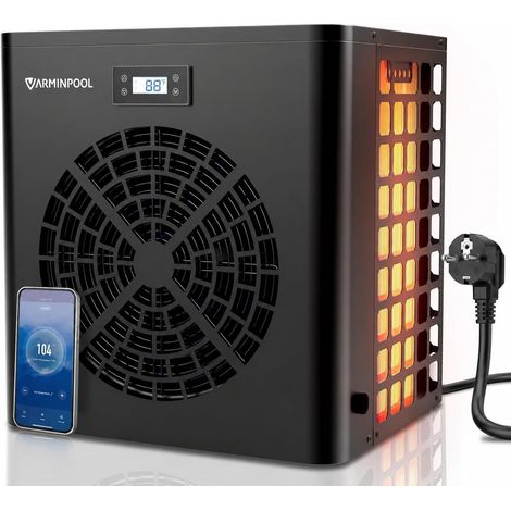 Pompe à chaleur de piscine 5,4 kW, chauffage de piscine économe en énergie pour petites piscines jusqu'à 20 m³, COP 5,5, silencieuse, échangeur de chaleur en titane, contrôle par (1/5)