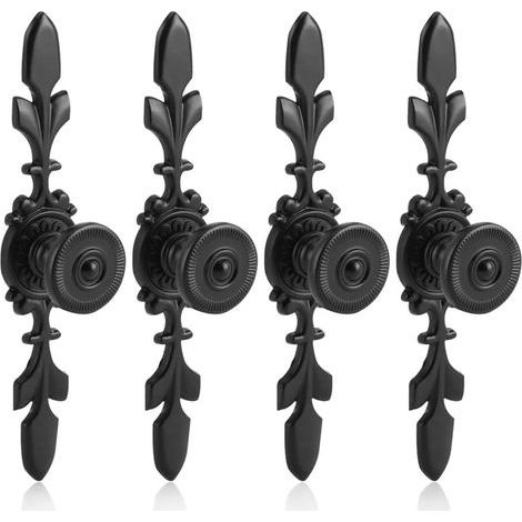 4Pcs Schubladengriffe Vintage Style Zinklegierung Zugknopf Möbel Schubladenschrank Schrank Schrank mit Schrauben Home Decoration (Schwarz) (1/5)
