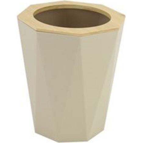 Cleafe - Pattumiera Cestino Spazzatura A Cilindro Esagonale Geometrico Beige Legno Da Bagno 10845 -