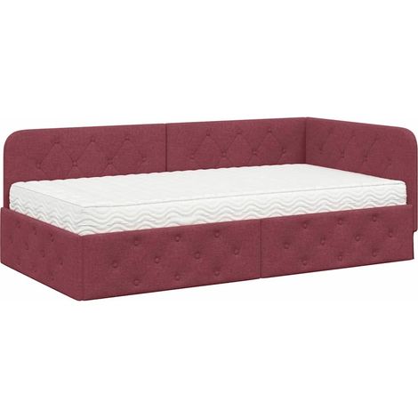 Maison Exclusive - Cornice del letto ad angolo Rosso Vino 90 x 200 cm Tessuto