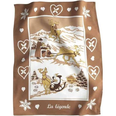 Torchon de cuisine « La Légende » – Esprit Montagne – Rouge ou Marron – 100 % Coton - 50x70cm - Marron clair