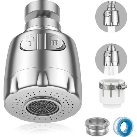 Faucet Aerator, 360° Swivel Faucet, Faucet Aerator Float, Water Saving Faucet Filter Regulator Spray Head Nozzle for Kitchen Bathroom, 2 Modes, Silver (1/5)