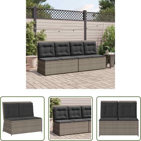 vidaXL Gartenbank Grau - Gartenbank Grau Poly-Rattan (1/5)