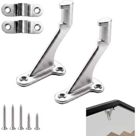 Support Main Courante, Support Rampe Escalier Acier Inoxydable 304 Électropolissage, Fixation Main Courante Murale Robuste avec Vis, Fixation Rampe Escalier Intérieur Extérieur Balcon, 2 Pièces (1/5)