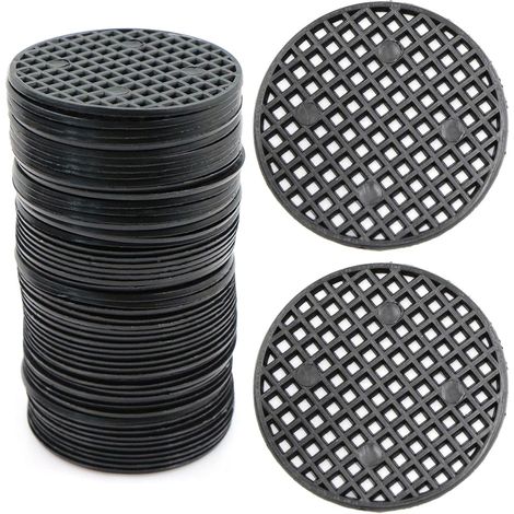 Grille Pour Pot De Fleurs - Maille Filet Noir En Plastique PEHD - Tapis De Drainage Jardin - Empêche Perte Sol Et Parasites - Lot De 100 Pièces