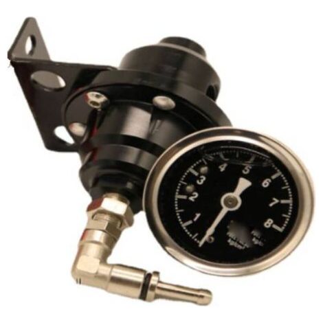 Régulateur de pression de carburant réglable en alliage d'aluminium, régulateur de pression de carburant réglable pour automobile, avec manomètre (noir) (1/3)