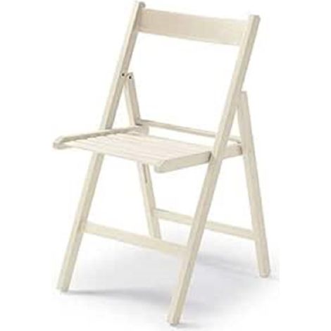 Chaise pliante moderne en bois, pour balcon ou jardin, cm 42x48h79, Assise h cm 47, couleur blanche (1/5)
