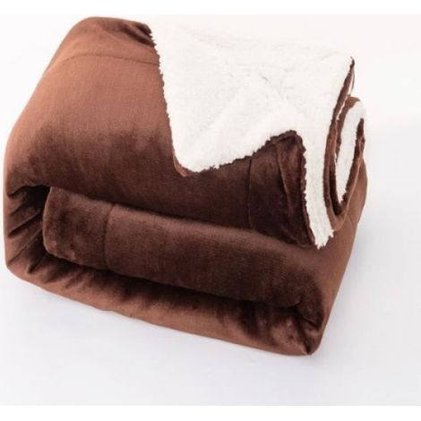 Plaid Canapé - Couverture Double Face Sherpa et Flanelle - Pour Canapé ou Voyage - 130 x 160 cm - 1 Pièce (1/3)