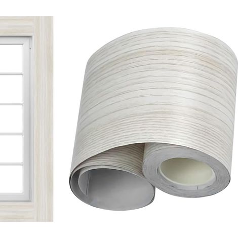 Autocollant pour cadre de miroir – Bordure à décoller et coller pour décoration de salle de bain Matériau PVC avec finition grain de bois, bande adhésive imperméable, bande de cadre flexible pour (1/5)