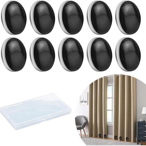 Lot de 10 Poids pour rideau de douche, Ronds, Aimant, Noir, 4 cm, Pour salle de bain (1/5)