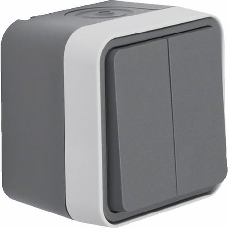 Interruptor Hager Doble Botón Gris 76x76x87 mm