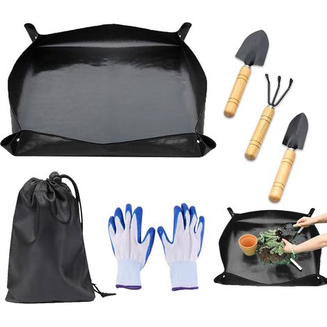 Plant Potting Mat Waterproof Foldable Anti-fouling Mat 50cm x 50cm for Gardening and Plant Care with Gardening Tools (1/5)