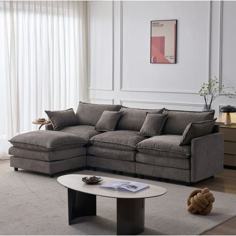 Modulares Ecksofa 267 x 176 x 85 cm aus grauem Chenille, platzsparend – MEUBLIV (1/5)