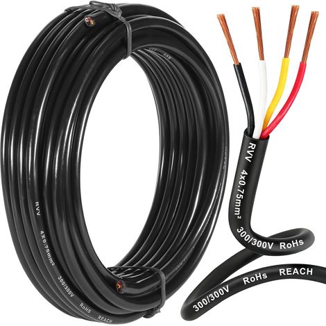 Trailer Cable 4 Wires 5 m, Electric Cable for Trailer Lighting, 4 Wires Round Cable for Caravan Trailer Lights, Vehicle Cable 4 x 0.75 mm² 12 V 24 V 48 V 80 V (1/5)