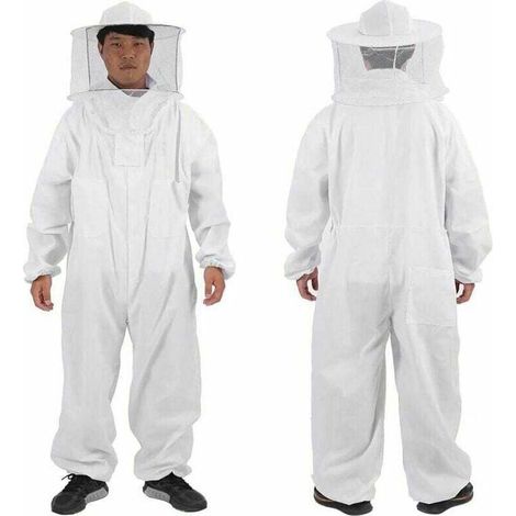 Imkeranzug, Imkeranzug - Professioneller Ganzkörper-Imkeranzug, mit rundem Schleierhut, white, Imkereibedarf (Size: XL) (1/4)