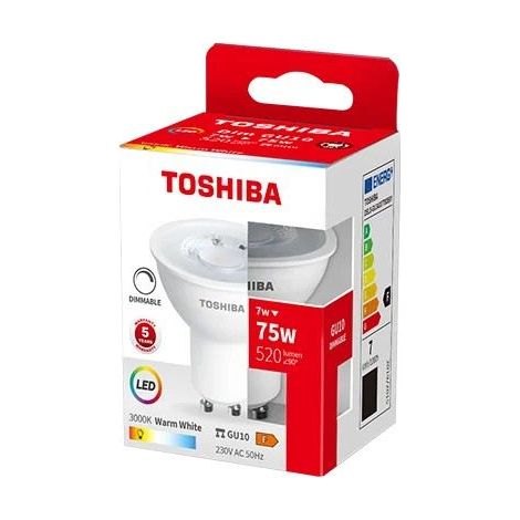 BOMBILLA LED TOSHIBA GU10 7W 3000K DIMABLE