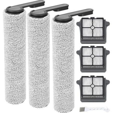 YMYNY -(7pcs) Filtres et pièces de rechange Kit Rouleaux de brosse Pièces compatibles Kit d'accessoires pour l'aspirateur eau et poussière Tineco Floor ONE S6/S7 Pro, remplacement comprenant 3 filtres