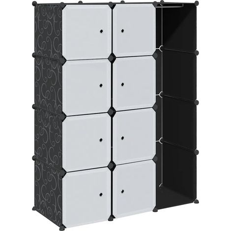 Armadio modulare 9 scomparti pratico design camera da letto 109 x 36 x 143 cm in plastica nera 020046219
