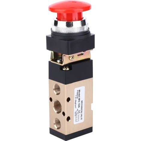 Vanne pneumatique/mécanique MV-10A à 2 positions et 5 voies avec retour par ressort et bouton-poussoir, raccord PT 1/4 po, vanne d'inversion (1/5)