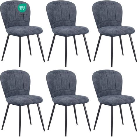 Chaises de Salle à Manger - WAFTING - Design Coquille - Revêtement chenille - Pieds métal - Lot de 6 (1/5)