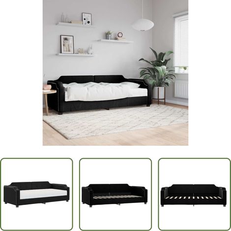 vidaXL Sofa mit Matratze - Tagesbett mit Matratze Schwarz 80x200 cm Stoff (1/5)