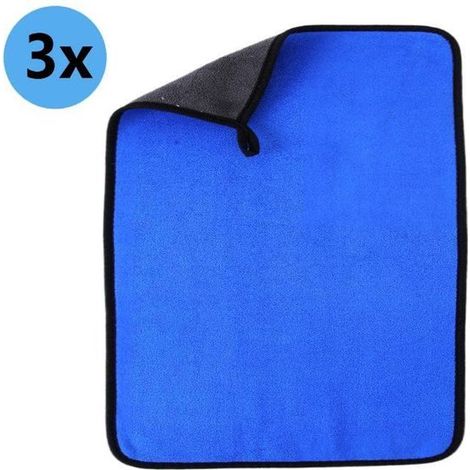 Paño de limpieza de microfibra,Paquete de 3,500 g/m²,Paño de limpieza multifuncional sin pelusa,Paño superabsorbente,30 x 40 cm,Azul (1/5)