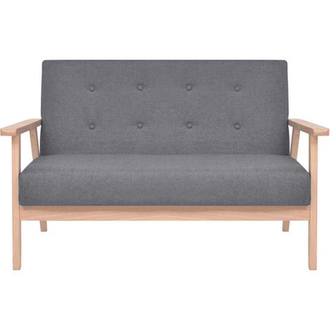 Divano a 2 Posti Sofa in Tessuto Grigio Scuro (1/5)