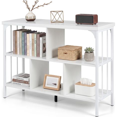 COSTWAY Scaffale Libreria a 3 Ripiani in Legno, 109x34x76 cm (Bianco) (1/5)